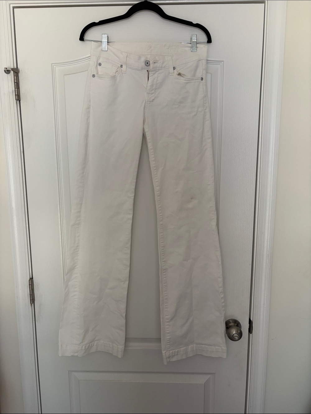 7 For All Mankind Cream Wide-Leg Jeans